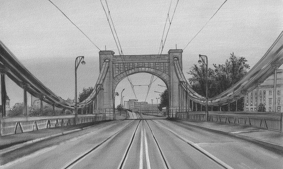 Fototapeta artystyczna Bridge B&W  Most Grunwaldzki Wrocław